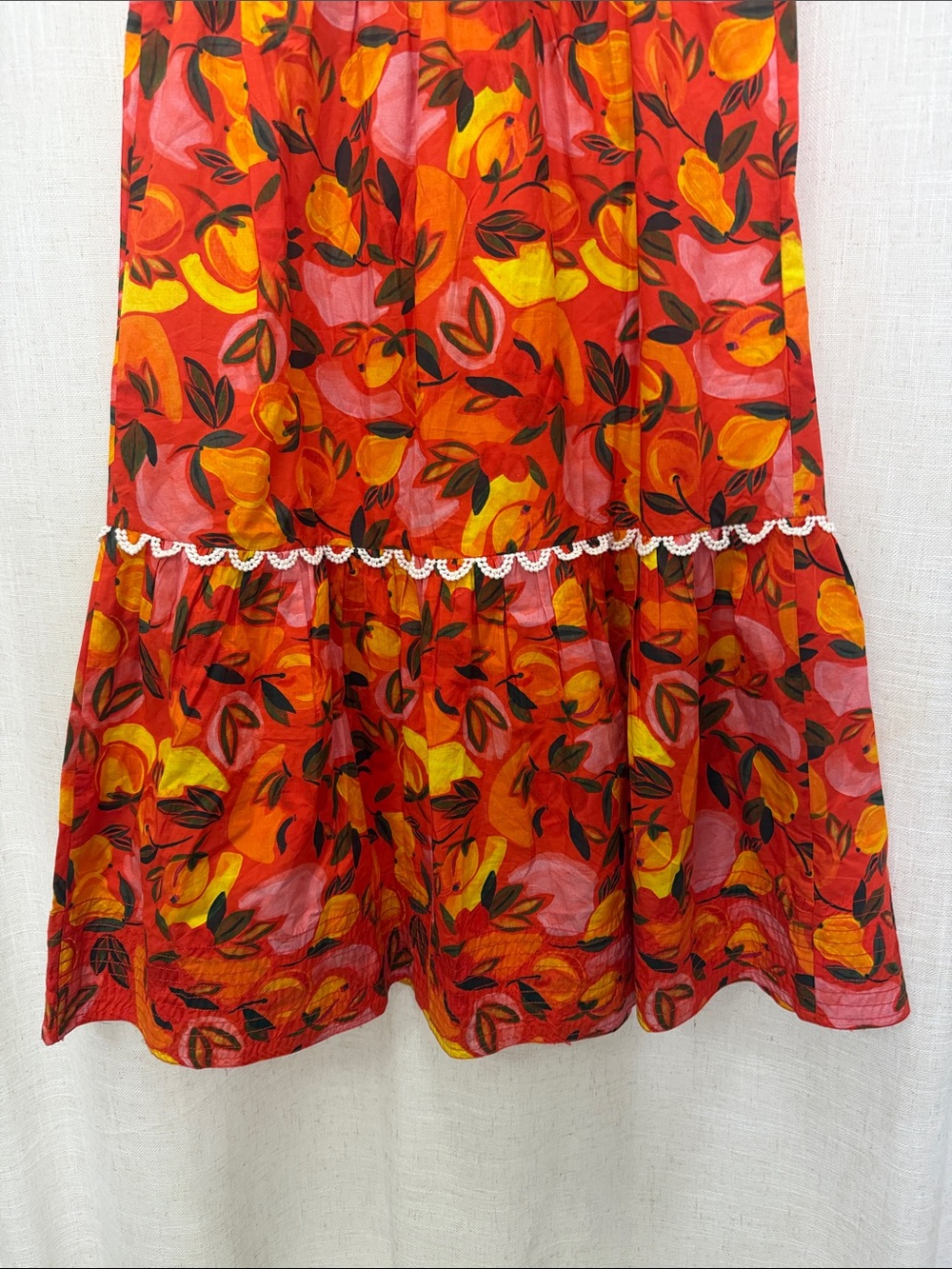 Farm Rio Anthropologie Floral Red Tiered Midi Skirt Size Medium Brand New W/Tags - Picture 8 of 11